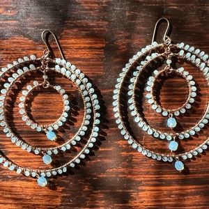 Circular Beaded Hoop Earrings with Brass Hooks